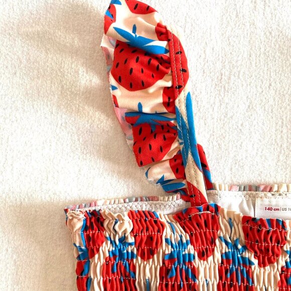 Hanna Andersson Mixie Tankini top Girls 10 strawberries stretch ruffle swim - Picture 3 of 6